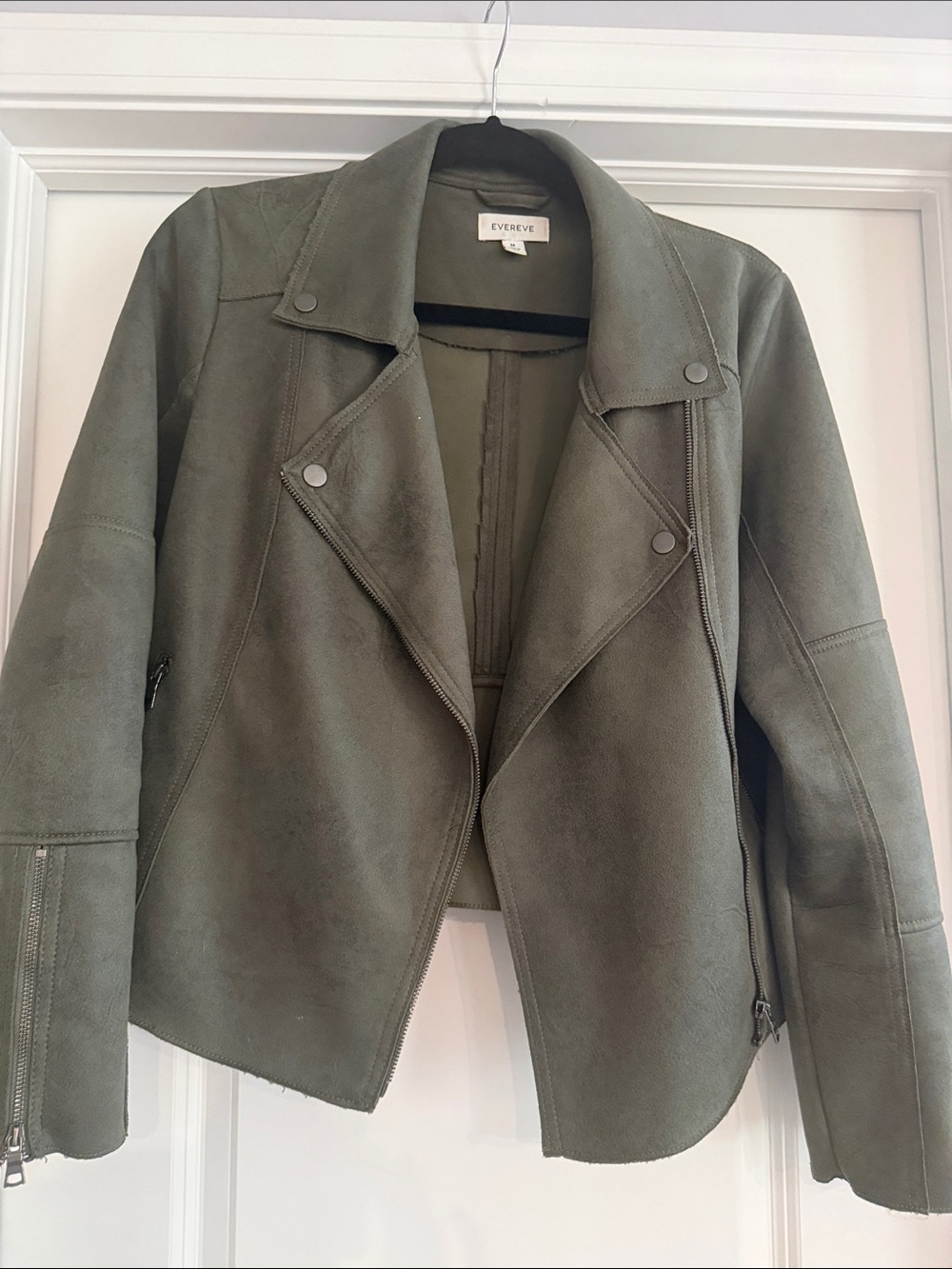Evereve Olive Faux Suede Moto Jacket - Women's